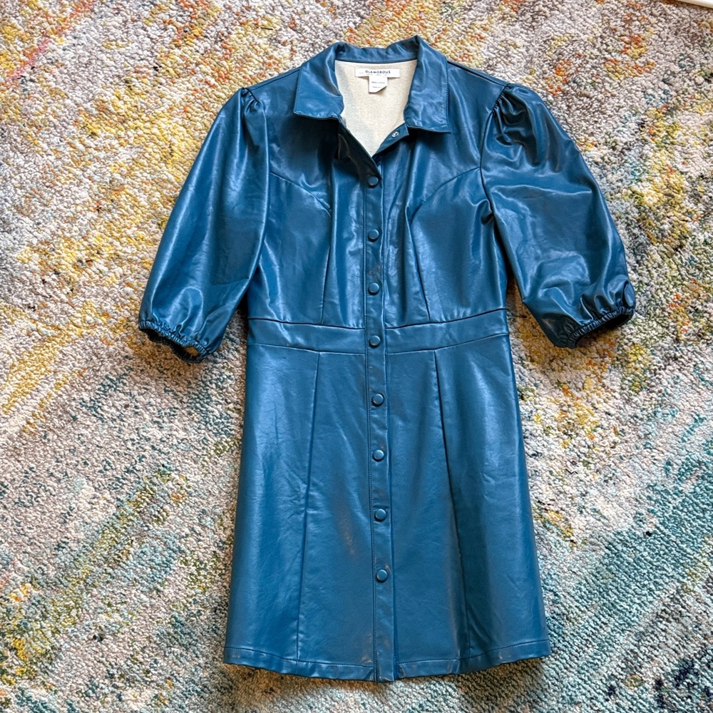 ASOS Teal Faux Leather Mini Dress